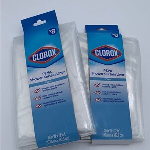 2- Clorox Clear PEVA Shower Curtain Liner - Clear